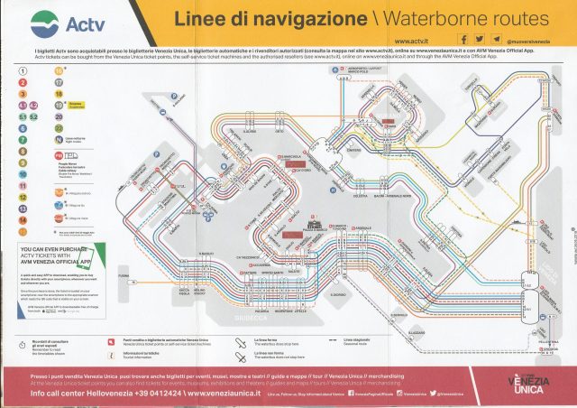 Free Venice water buses map - Free Venice vaporetti map